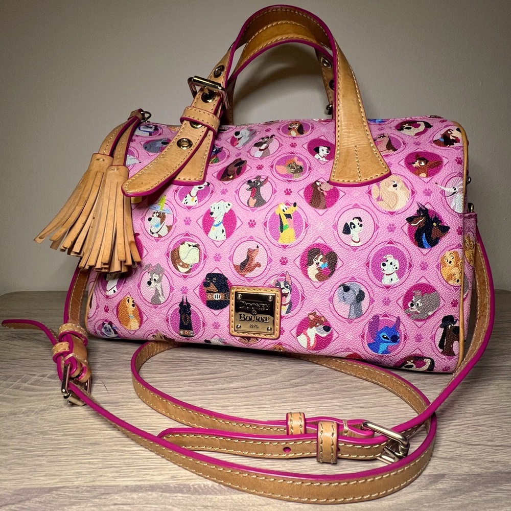 Dooney & Bourke Pink Crossbody Bag with Tan Accents